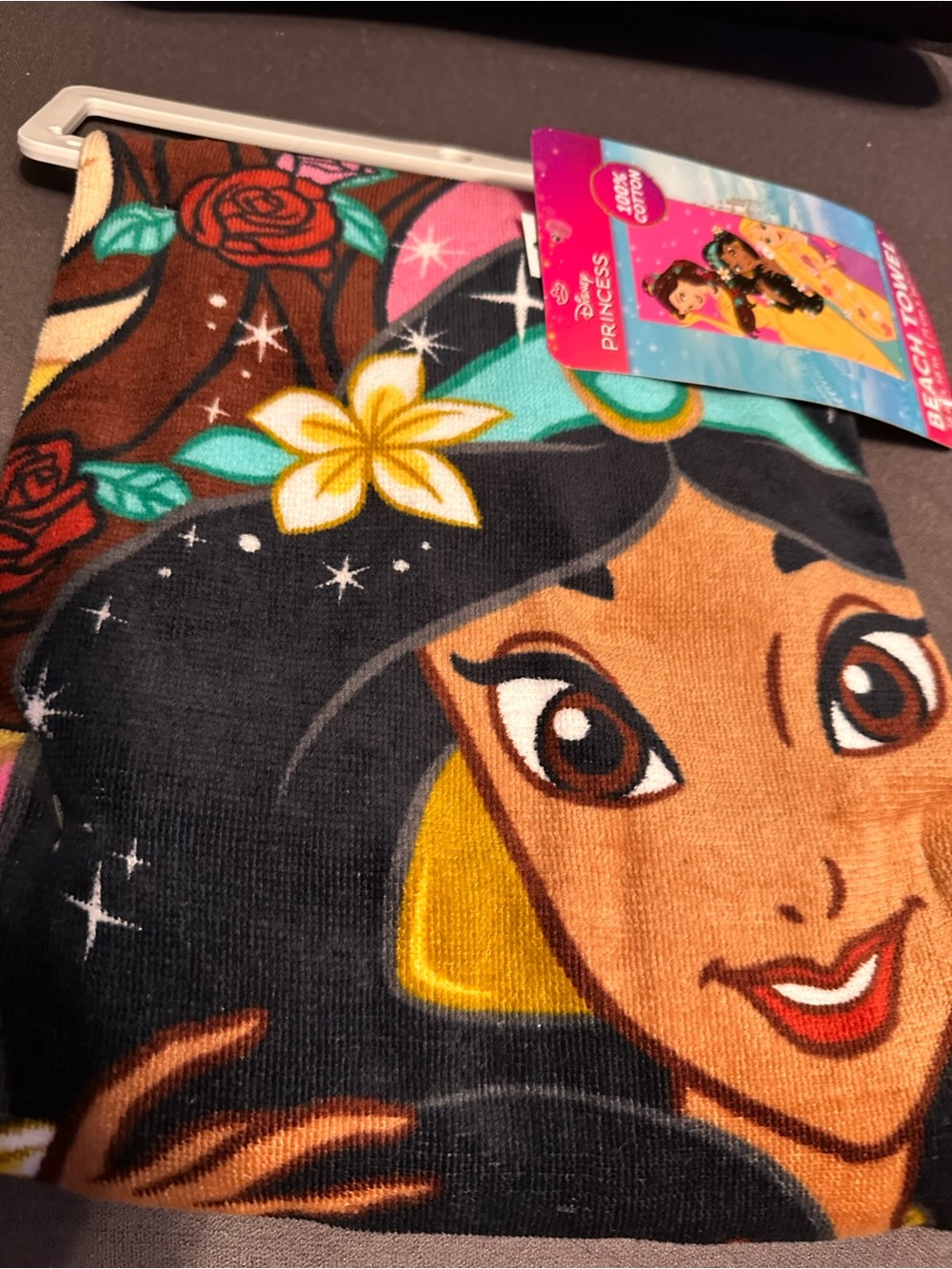 Disney Princess Jasmine Belle Rapunzel Beach Towel - Multicolor NWT
